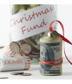 Boutique de Noël Varied Shapes*Roll Of $100 Bills, Glass Ornament