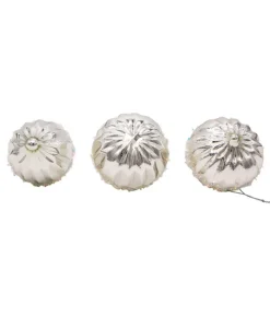 Boutique de Noël Glass Ball Boxes*Round, Onion And Filial Style Silver Ball Ornaments, 80Mm