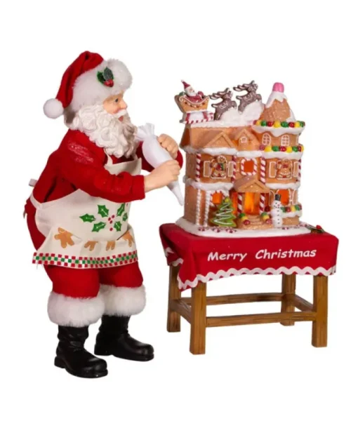 Boutique de Noël Angels & Santas*Santa With Gingerbread House, Table Piece