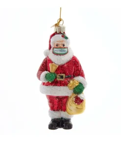 Boutique de Noël Varied Shapes*Santa With Mask Glass Ornament