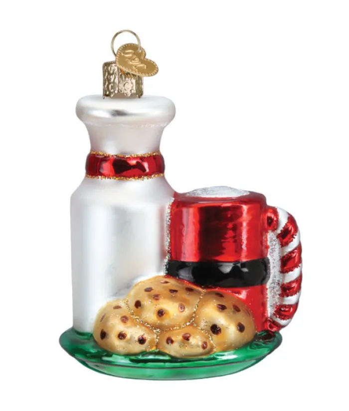 Boutique de Noël Mom'S Kitchen & Bakery*Santa'S Milk And Cookies Glass Ornament