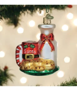 Boutique de Noël Mom'S Kitchen & Bakery*Santa'S Milk And Cookies Glass Ornament