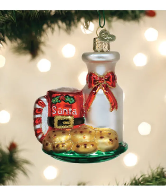 Boutique de Noël Mom'S Kitchen & Bakery*Santa'S Milk And Cookies Glass Ornament