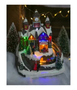 Boutique de Noël Animated And Musical Pieces*Table Piece, Animated Mountain Train Station, Led Lighting.