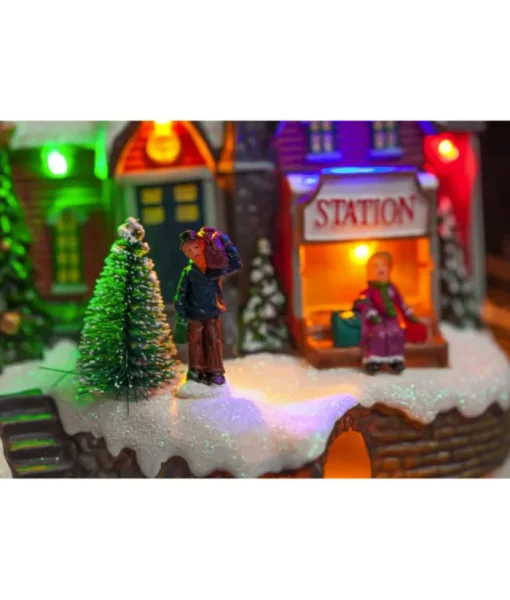 Boutique de Noël Animated And Musical Pieces*Table Piece, Animated Mountain Train Station, Led Lighting.