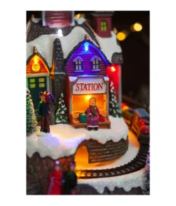 Boutique de Noël Animated And Musical Pieces*Table Piece, Animated Mountain Train Station, Led Lighting.
