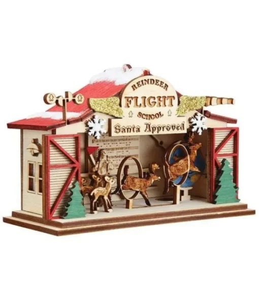 Boutique de Noël Nordic Villages*Table Piece, Santa'S Reindeer Flight School