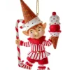 Boutique de Noël Ginger Bread & Candy Shoppe*Tree Ornament, Peppermint Elf With Ice Cream Cone