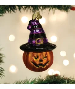 Boutique de Noël Autumn & Halloween*Witch Pumpkin Glass Ornament